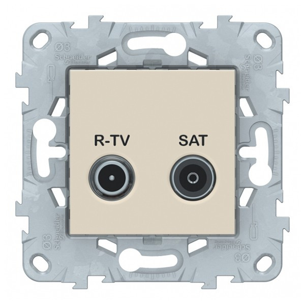 Розетка телевизионная Schneider Electric Unica NEW NU545444 одиночная R-TV-SAT скрытая установка бежевая
