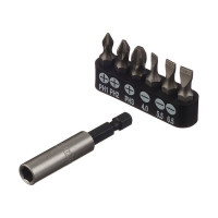 Набор бит Jettools (W-0407) PH/ SL 25 мм с адаптером (6 шт.)