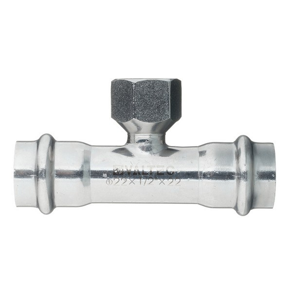 Тройник VALTEC (VTi.932.I.220422) 22 мм х 1/2 ВР(г) х 22 мм нержавеющая сталь