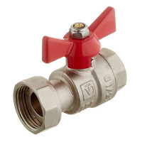 Кран шаровой латунный VALTEC (VT.241.N.0405) 1/2 ВР(г) x3/4 ВР(г) проходной бабочка с накидной гайкой прямой