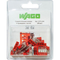 Клемма на 4 провода Wago 2273-244 0,5-2,5 кв. мм с пастой (20 шт.)