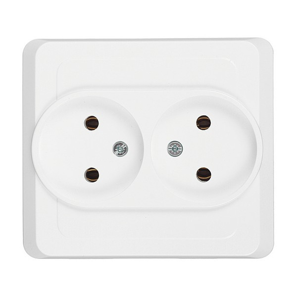Розетка с рамкой Schneider Electric Этюд PC16-005B двойная скрытая установка белая без заземления