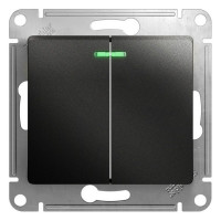 Выключатель Schneider Electric Glossa GSL000753 двухклавишный скрытая установка антрацит IP20 с подсветкой