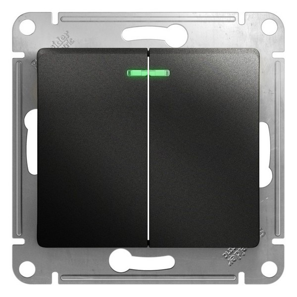 Выключатель Schneider Electric Glossa GSL000753 двухклавишный скрытая установка антрацит IP20 с подсветкой