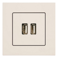 Розетка USB с рамкой GUNSAN Eqona 16401200-100353 скрытая установка бежевая IP20 два модуля USB