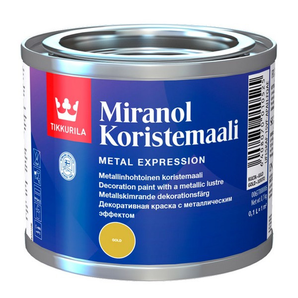 Краска декоративная Tikkurila MIRANOL золотистая полуматовая 0,1 л