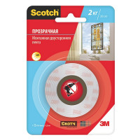 Лента клейкая монтажная Scotch двусторонняя 19 мм 1,5 м