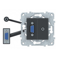 Розетка HDMI Schneider Electric Unica NEW NU593254 скрытая установка антрацит модули HD15 и mini Jack