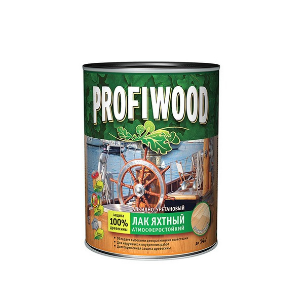 Лак алкидно-уретановый яхтный Profiwood бесцветный 2,6 л/2,4 кг полуматовый