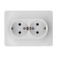 Розетка с рамкой Schneider Electric Glossa GSL000124 двойная скрытая установка белая с заземлением
