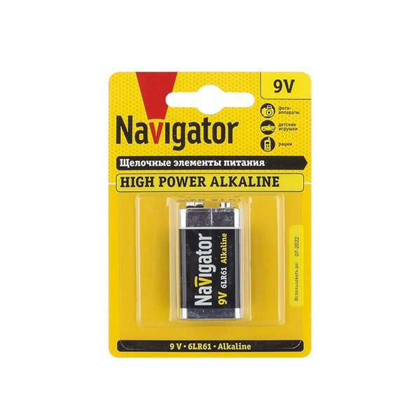 Батарейка Navigator крона 6LR61/6F22 9 В 500 мАч (1 шт.)