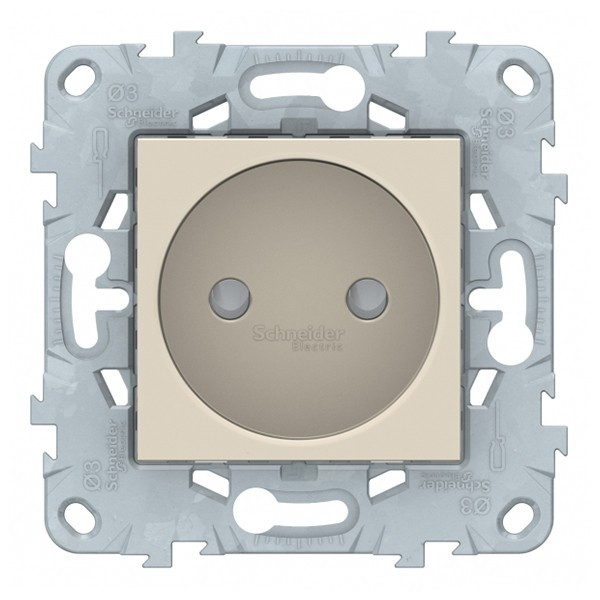 Розетка Schneider Electric Unica NEW NU503344 скрытая установка бежевая без заземления со шторками винтовой зажим