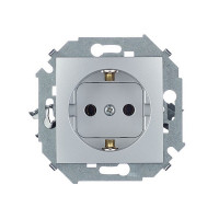 Розетка Simon 15 1591432-033 скрытая установка алюминий с заземлением