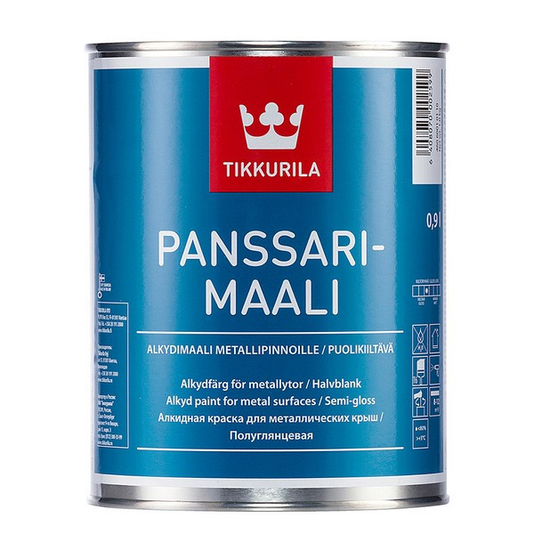 Эмаль для металлических крыш Tikkurila Panssarimaali основа C полуглянцевая 0,9 л