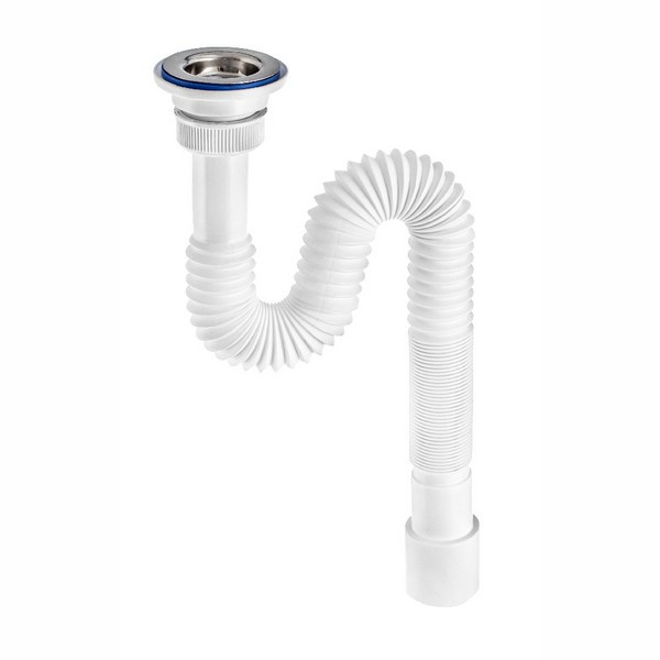 Сифон для раковины VIRPLAST by WIRQUIN 30986362 1 1/4"х40/50 с нержавеющей чашкой D 63 мм L 1200 мм