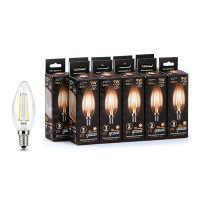 Лампа светодиодная Gauss Filament 9 Вт E14 филаментная свеча 2700К теплый белый свет 150-265 В прозрачная (10 шт.)