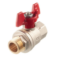 Кран шаровой латунный Oventrop Optibal (1076304) 1/2 ВР(г) х 1/2 НР(ш) бабочка прямой