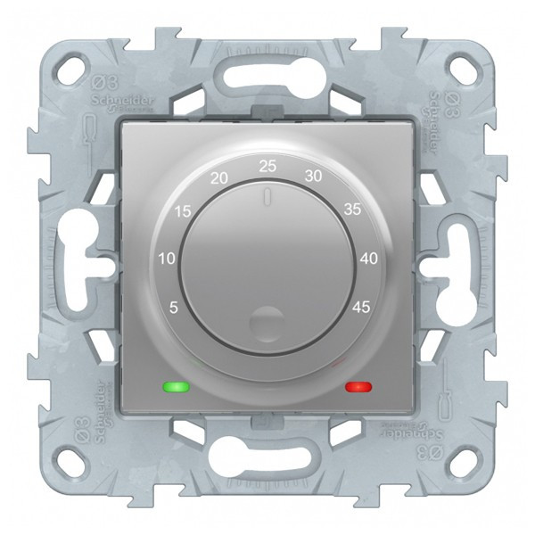 Термостат для теплого пола Schneider Electric Unica NEW NU550330 скрытая установка алюминий с выносным датчиком