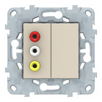 Розетка аудио Schneider Electric Unica NEW NU543144 скрытая установка бежевая 3 выхода RCA