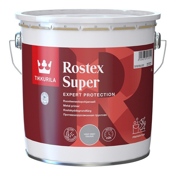 Грунт Tikkurila Rostex Super светло-серый матовый 3 л