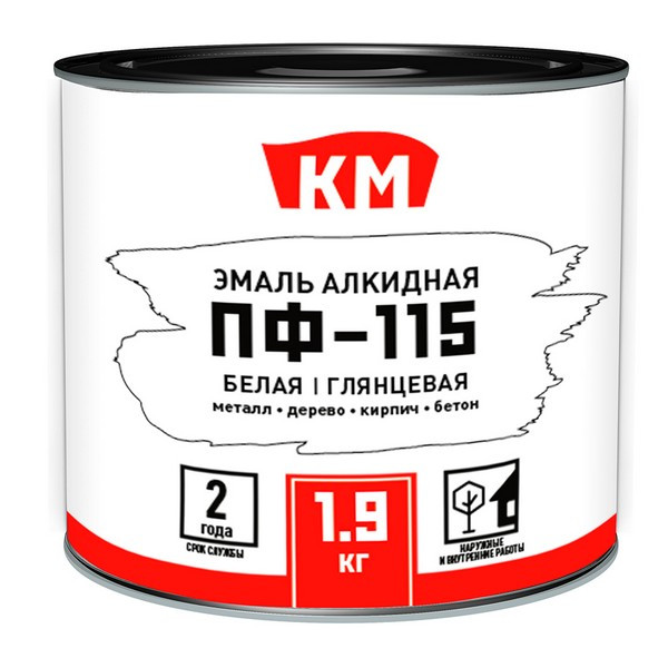 Эмаль ПФ-115 КМ белая глянцевая 1,9 кг