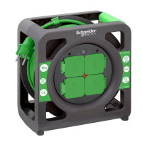 Удлинитель силовой на катушке Schneider Electric Thorsman (IMT33136) с заземлением 15 м 16 А 250 В 3 кВт 4 розетки ПВС 3х1,5 мм2 IP44 со шторками