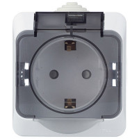 Розетка Schneider Electric Этюд PA16-044B открытая установка белая с заземлением IP44 с крышкой со шторками