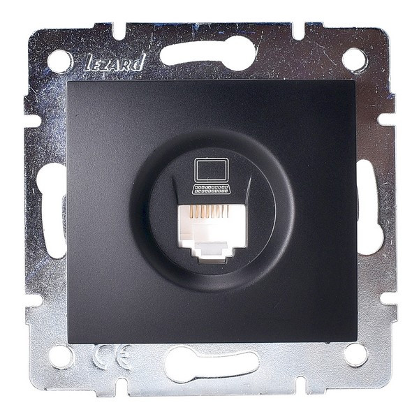Розетка компьютерная Lezard KARINA 707-4288-139 скрытая установка черный бархат