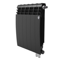 Радиатор биметаллический Royal Thermo BiLiner 500 мм 6 секций 3/4" нижнее правое подключение черный