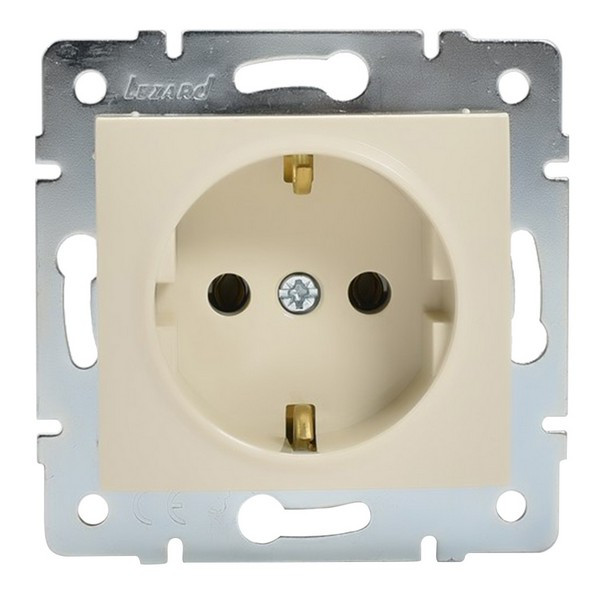 Розетка Lezard KARINA 707-0388-122B скрытая установка крем с заземлением