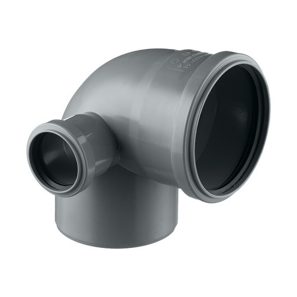 Отвод Pro Aqua Comfort d110 мм 87,5° пластиковый с выходом d50 мм левый для внутренней канализации