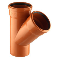 Тройник Pro Aqua Terra d160 мм 45° пластиковый для наружной канализации