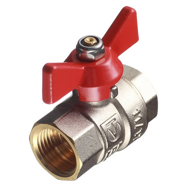 Кран шаровой латунный VALTEC Base (VT.217.N.04) 1/2 ВР(г) х 1/2 ВР(г) бабочка прямой