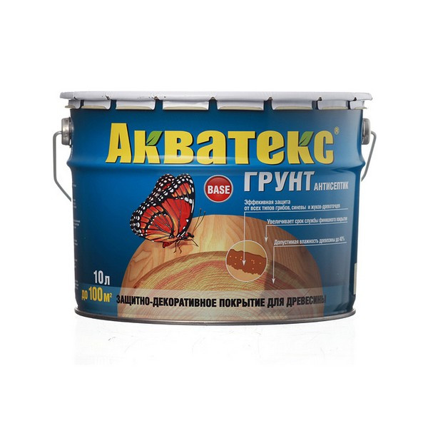 Антисептик Акватекс грунтовочный для дерева бесцветный 10 л