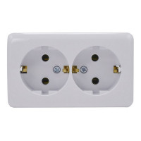 Розетка Lezard VIOLA двойная 751-0200-127 открытая установка белый с заземлением