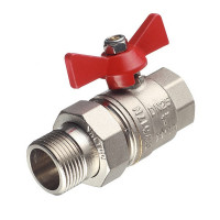 Кран шаровой латунный VALTEC Base (VT.227.N.06) 1 ВР(г) х 1 НР(ш) бабочка с полусгоном прямой