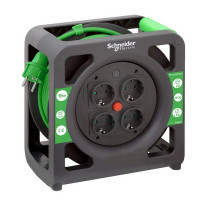 Удлинитель силовой на катушке Schneider Electric Thorsman (IMT33137) с заземлением 15 м 16 А 250 В 3 кВт 4 розетки ПВС 3х1,5 мм2 IP20 со шторками