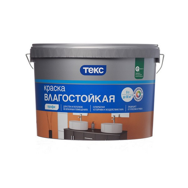 Краска водно-дисперсионная Текс Профи влагостойкая белая основа А 9 л