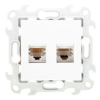 Розетка компьютерная Simon 24 Harmonie 2450593-030 скрытая установка белая два модуля RJ45 cat 5е