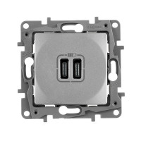 Розетка USB Legrand Etika 672435 скрытая установка алюминий два модуля USB