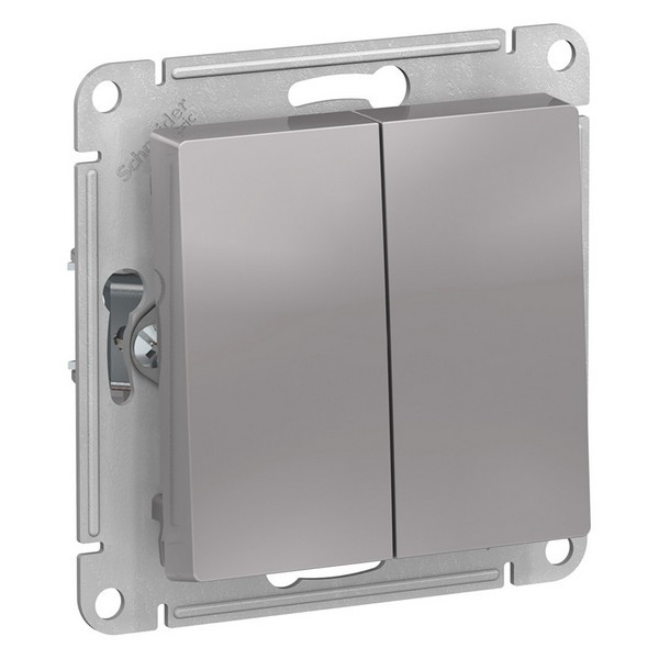 Переключатель Schneider Electric Atlas Design ATN000365 двухклавишный на 2 направления скрытая установка алюминий