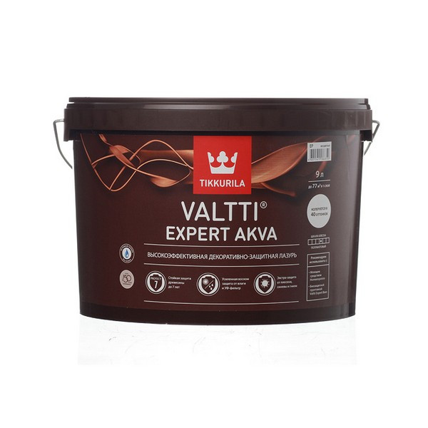 Антисептик Tikkurila Valtti Expert Akva декоративный для дерева бесцветный 9 л