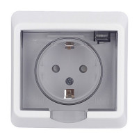 Розетка с рамкой Schneider Electric Этюд PC16-044B скрытая установка белая с заземлением IP44 c крышкой