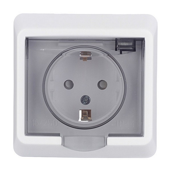 Розетка с рамкой Schneider Electric Этюд PC16-044B скрытая установка белая с заземлением IP44 c крышкой