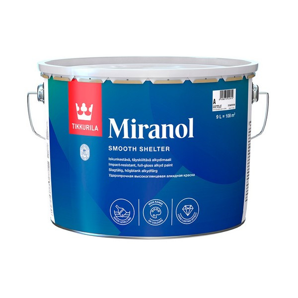 Эмаль алкидная Tikkurila Miranol основа А глянцевая 9 л