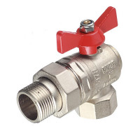 Кран шаровой латунный VALTEC Base (VT.228.N.06) 1 ВР(г) х 1 НР(ш) бабочка с полусгоном угловой