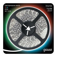 Лента светодиодная SMD 5050 Gauss RGB свет 14,4 Вт 12 В IP20 5 м