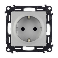 Розетка Legrand Valena LIFE 753620 скрытая установка алюминий с заземлением со шторками