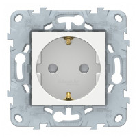 Розетка Schneider Electric Unica NEW NU503718 скрытая установка белая с заземлением со шторками винтовой зажим