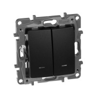 Выключатель Legrand Etika 672604 двухклавишный скрытая установка антрацит с подсветкой
